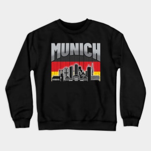 Munich Germany Skyline Vintage German Flag Crewneck Sweatshirt